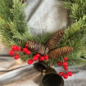 Festive Green Holiday Wreath with Red Accents
